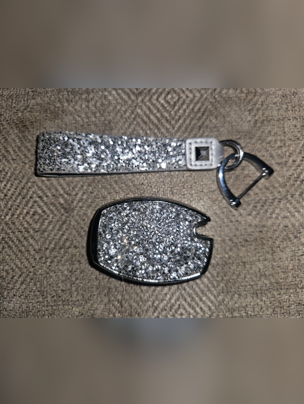 MB Silver Crystal Key Fob Wristlet